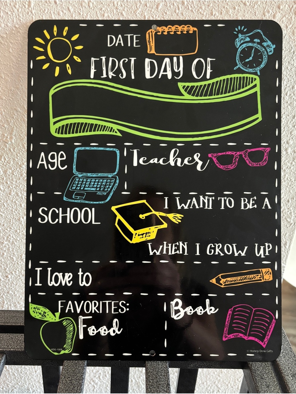 First Day of School Chalkboard Sign - Multicolor